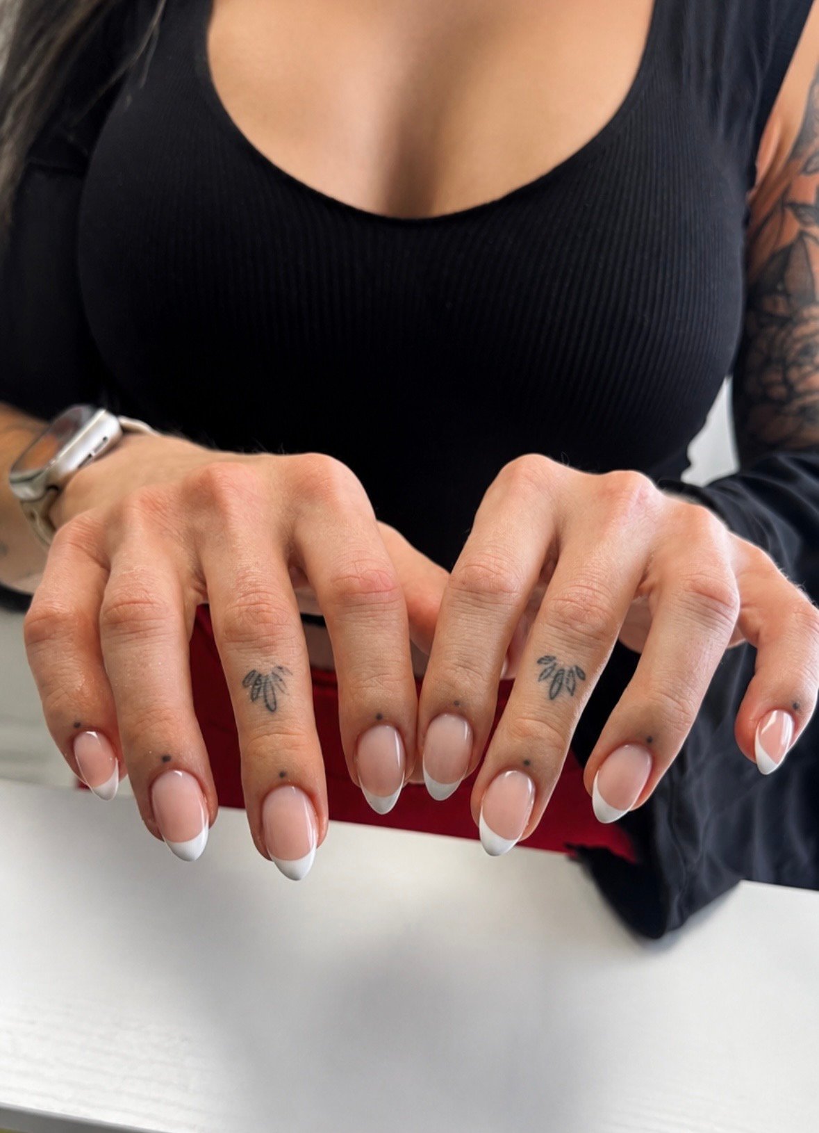 White French manicure at a russian nail salon near me in South Tampa