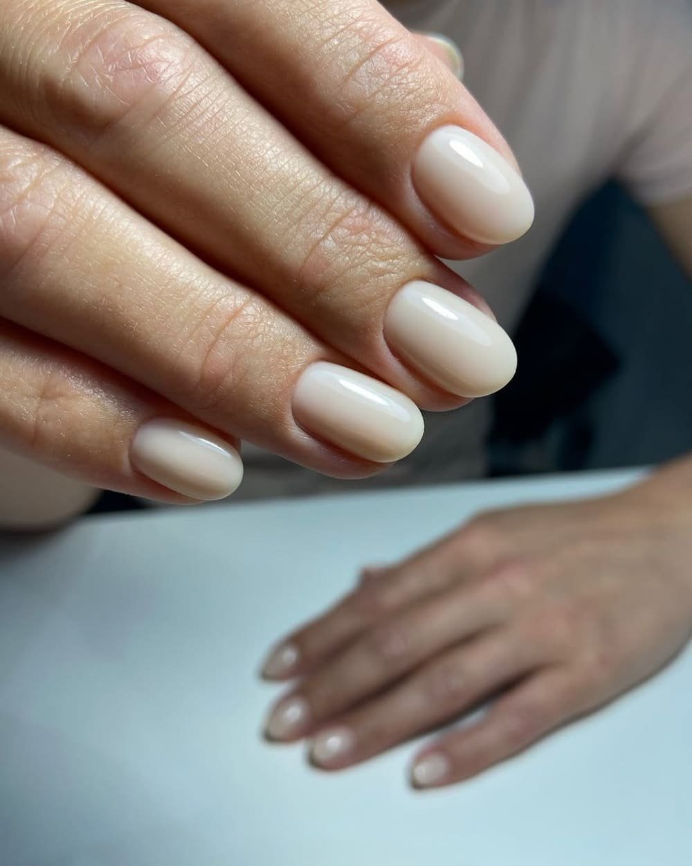 Milky white Russian manicure from Nail Boss Studio Carrollwood